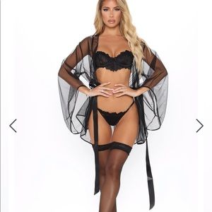 Fashion Nova Black Lace Mini Robe